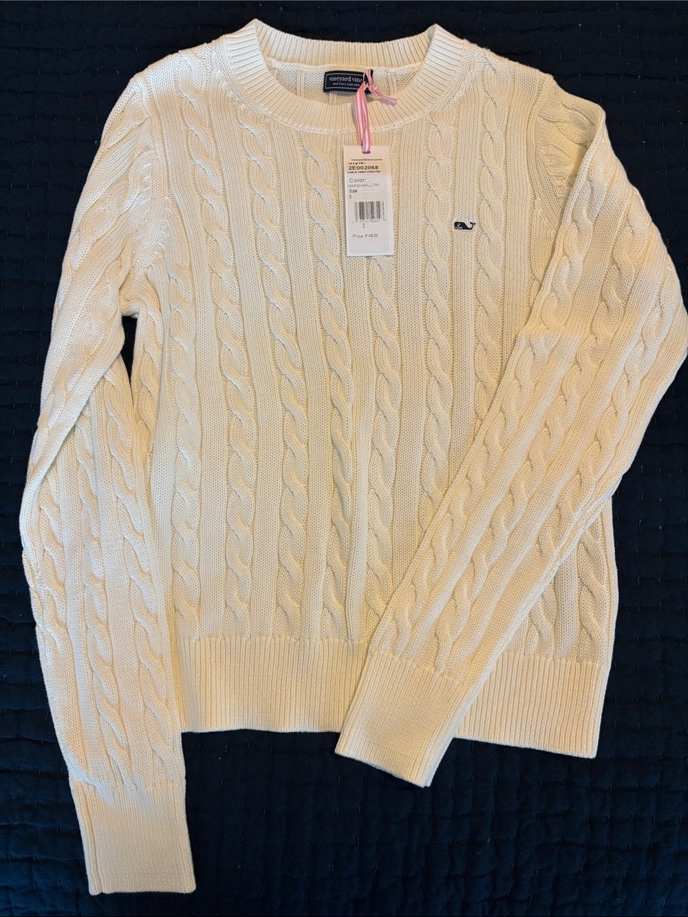 Vineyard Vines Women’s Cable Crew Sweater — Marshmallow